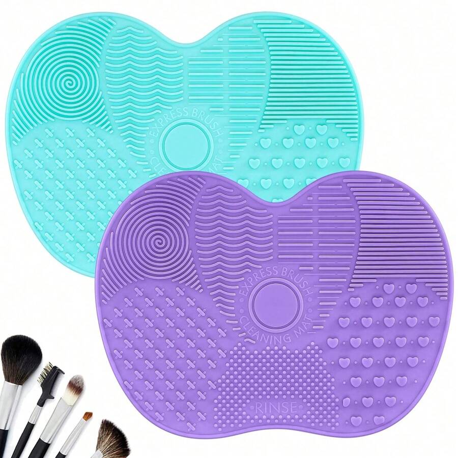1pc Silicone Makeup Brush Cleaning Mat, Portable Makeup Brush Cleaner With Suction Cup - Multicolor - View 1