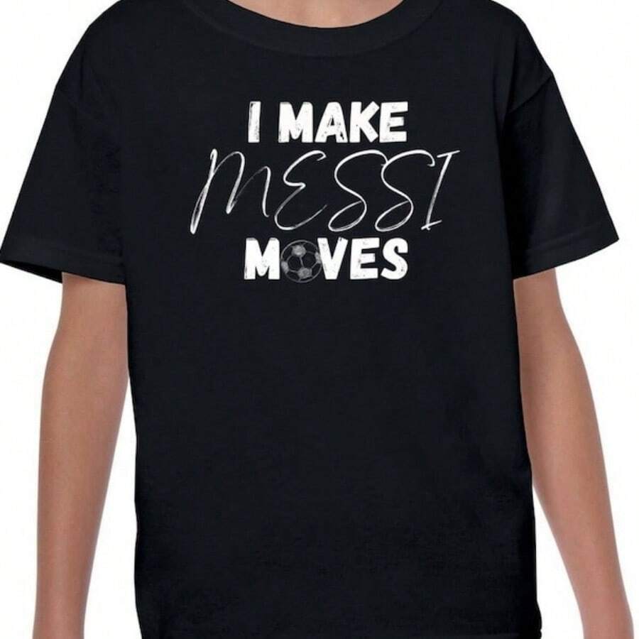 I Make Messis Moves Kids Soccer Shirt - 黑色 - 查看 1