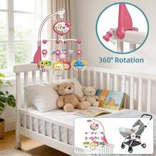 Baby Crib Bell – Music Rotation Function, Soft Light Night Light, And Remote Control; Designed To Soothe And Help Babies Fall Asleep. Suitable For Use Beside The Head Of A Newborn's Crib. Also Serves As An Early Education Toy And Makes An Excellent Gift For Christmas Or New Year. - Màu Hồng  Dưa hấu - Xem 5