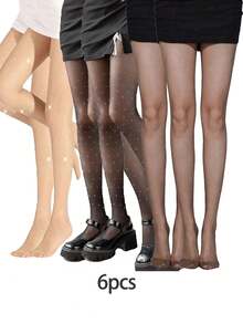 1件装女士透明闪亮星星水钻装饰连裤袜，紧身款，春夏款，舒适保暖 - 彩色 - 查看 57