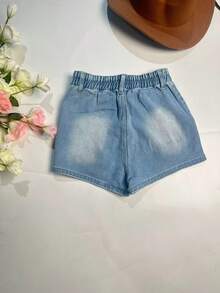 Pantalones cortos vaqueros rectos y casuales para mujer con bolsillos y cremallera, de elasticidad media - Lavado ligero - Ver 5