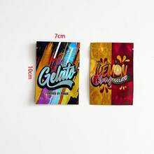 100个7*10厘米香料粉袋，婚礼派对防水防异味储物铝箔袋，卡通设计礼品袋，可重复使用拉链密封袋，带窗口激光全息塑料包装袋 - 彩色 - 查看 2