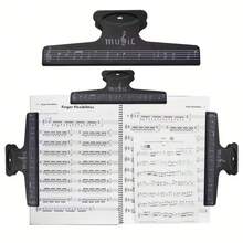 1個音樂夾，高級樂譜夾，音符紙夾，樂器配件，適用於吉他、鼓、二胡、小提琴和鋼琴，鋼琴配件音樂文件用品，學校用品，辦公用品 - 黑色 - 查看 1