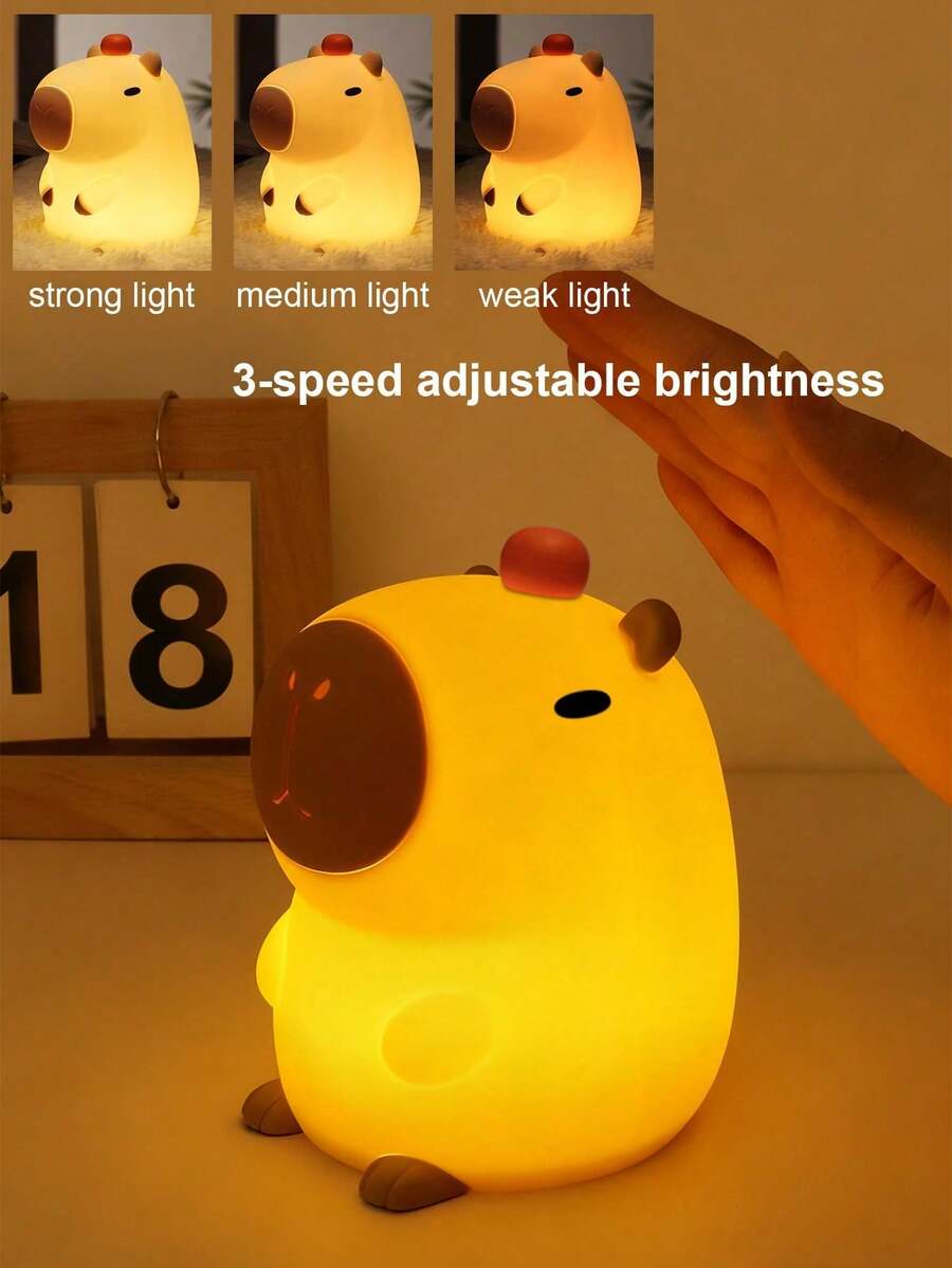 Cute Capybara Silicone Night Light, Rechargeable Animal Lamp Decor Suitable For Living Room, Birthday, Christmas, Holiday Gift For Boys And Girls