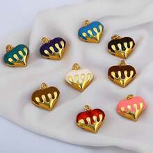1pc Copper Fashionable Elegant Heart Shaped Pendant, DIY Bracelet Necklace Earring Jewelry Accessory - Multicolor - View 9