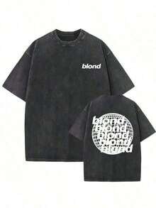 2026 Summer Tops1PCSMen's Oversized T-Shirts, Washing Hip-Hop, Frank Channel, Orange, Ocean, Blonde, Hip-Hop, Fashionable Street Clothes, Retro.-Premium Cotton Graphic Printed Round Neck T-Shirts-365TLoose And Comfortableshirts - 黑色 - 查看 6