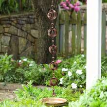 1 pieza Cadena de lluvia giratoria de 44 pulgadas - Bajante decorativa de hierro con campanas, drenaje resistente a la intemperie y decoración para el jardín, adecuada para patio, porche, jardín, diseño tradicional con detalles exquisitos, tratamiento superficial resistente a la intemperie - multicolor - Ver 9