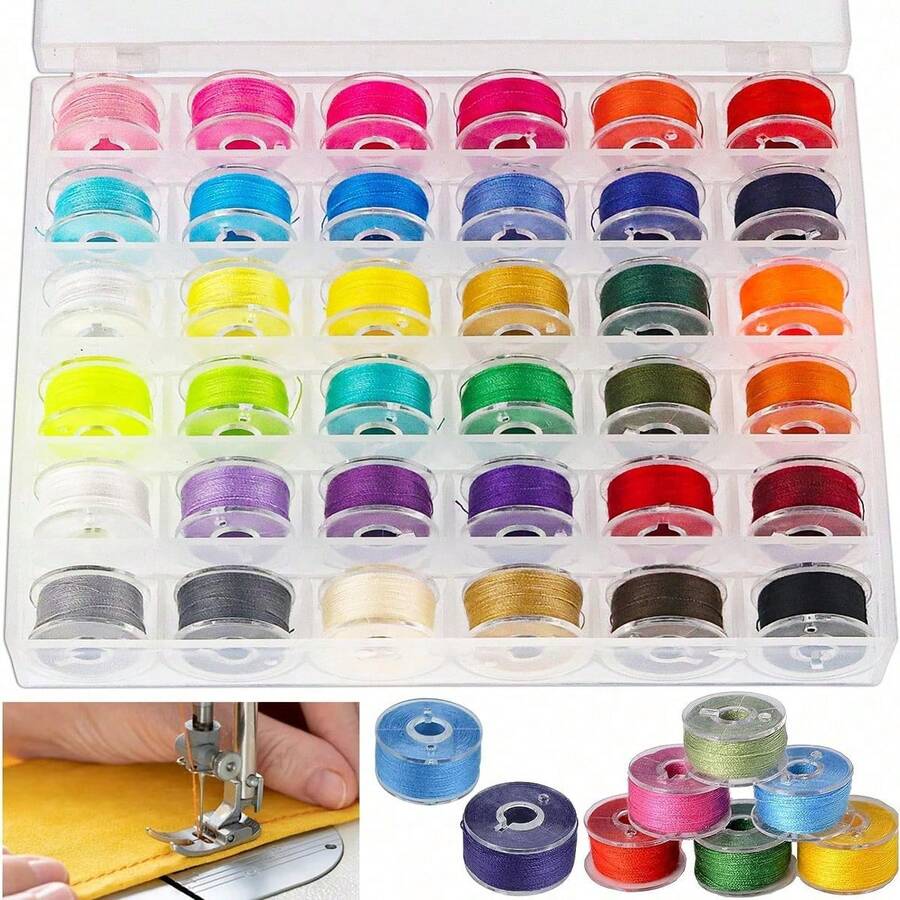 36 Rolls Multi-Purpose Polyester Sewing Thread, Suitable For Beginners, Tailors, Handcraft And Machine Sewing, Ideal For Emergency, Travel, DIY And Household Use (Random Colors)