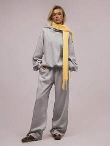 Women's Oversized Hooded 2 Piece Tracksuit Casual Loose Fit Hoodie And Wide Leg Pants Set Women's Casual Oversized 2 Piece Hooded Tracksuit Loose Fit Hoodie And Wide Leg Pants Loungewear Summer Casual: Oversized Hoodie Tracksuit For Women 2 Piece Casual Loose Fit Outfit - Xám - Xem 4