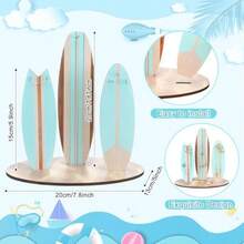 Jewelry Organizer Stand Coastal Christmas Surfboard Decor Preppy Beach Room Decor Wooden Hawaii Surfer Gift Teen Girl Room Decoration Pink - 藍色 - 查看 2