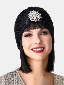 1 pieza Gorro pañuelo para mujer, Gorro con perlas falsas y diamante de imitación, Adecuado para uso diario - Multicolor - Ver 12