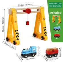 Accesorios de vía de tren de madera con grúa móvil y tren de carga desmontable, compatible con las principales marcas de vías de madera, juego de juguete ferroviario creativo - Multicolor - Ver 2