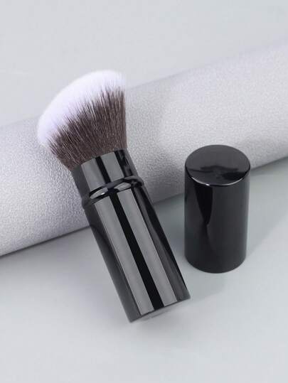 1 Set Travel Foundation Blush Makeup Brush, Aluminum Handle Suitable For Liquid, Cream And Cosmetics