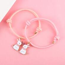 2Pcs/Set Rabbit Heart-Shaped Stitching Luminous Rope Best Friend Bracelet For Women Fashion Friendship Gifts - Rabbit Bracelet - View 3