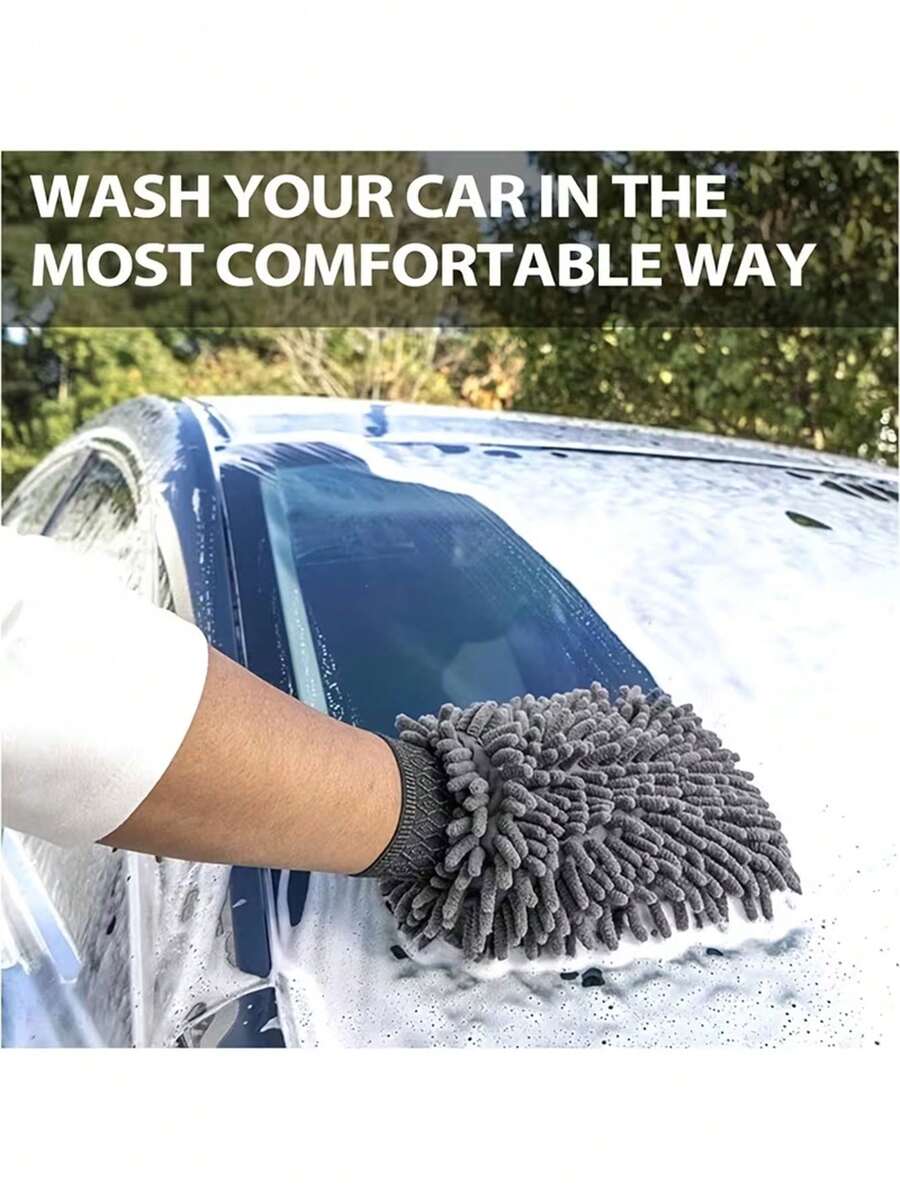 Ultra-Fine Fiber Car Washing Gloves, Car Body Drying Towel And Cleaning Brush Gloves, Suitable For Home Car Washing, Auto Cleaning, Maintenance And Drying - A - View 1