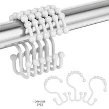 3个浴帘挂钩，浴室挂钩，窗帘挂钩，塑料浴帘挂钩，带滚轮的浴帘挂钩，防水防锈，浴帘挂钩环，双钩浴帘挂钩，浴帘挂钩，适用于浴室、卧室、厨房、露台、衣柜等。耐用、防水、防锈，带滑动杆和浴帘挂钩。 - A - 查看 1