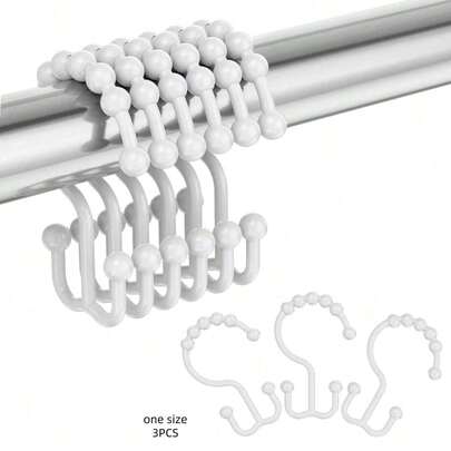 3PCS Shower Curtain Hooks, Bathroom Hooks, Curtain Hooks, Plastic Shower Curtain Hooks, Shower Curtain Hooks With Rollers Are Waterproof And Rust-Proof, Shower Curtain Hook Rings, Double Hook Shower Curtain Hooks, Shower Curtain Shower Hooks, Suitable For Bathrooms, Bedrooms, Kitchens, Terraces, Wardrobes, Etc.Durable, Waterproof, Rustproof, With Sliding Rod And Shower Curtain Hook.
