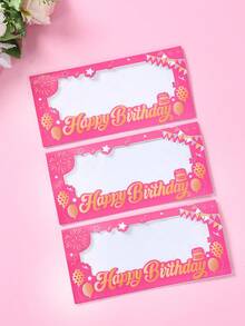 12个粉金生日红包，纸质烫金窗口设计，可装现金、礼品卡、生日红包，派对礼品信封，适用于生日庆祝和送礼 - 粉色 - 查看 8