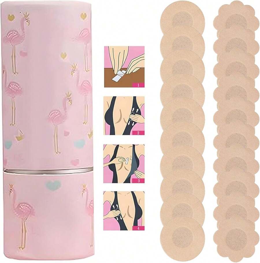 ¡RecomendadoLumbor37 Cinta Doble Cara para Ropa Cinta Doble Cara para Piel y Cuerpo /(y 20 Piezas de Pezón sin Respaldo), Accesorios de Ropa Interior de Mujer¡Top de Temporada - Rosa - Ver 1