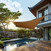 90%紫外线阻隔遮阳布，咖啡色，适用于花园露台、植物温室、户外凉亭、草坪、狗屋等。易于悬挂的遮阳网罩，可用于温室、阳台、花园、花卉植物、户外遮阳篷、隐私屏风，有效阻挡紫外线，适用于露台、凉亭、门廊、后院、草坪、花园、户外活动等场所。 - 遮陽網 - 查看 4