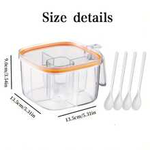 四合一密封调料罐，PET材质，带密封圈，全新多功能翻盖提手隔层防滑一体式调料收纳盒，优雅厨房调味料整理器 - 彩色 - 查看 4