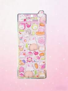 3D可爱卡通泡沫兔子和猫咪底部减压笔记本装饰贴纸。装饰贴纸礼品。家居房间装饰、派对装饰、生日礼物、各种节日礼物，时尚美观。 - 彩色 - 查看 12