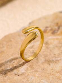 1pc Minimalist Geometric Line Open Ring, Elegant Plated Stainless Steel Design, Suitable For Women's Daily, Party And Date Wear - Open Ring - View 5