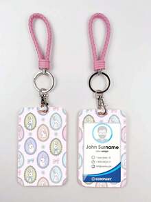 1个ABS材质可爱粉色星星兔子图案时尚个性化卡通拉推式卡夹钥匙扣包挂件，学生手环卡夹，女士手环卡夹，公交证件保护套，学生校园卡保护套 - 彩色 - 查看 11