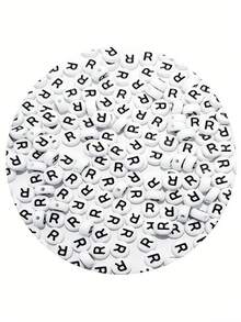 100/200/300/500pcs Black & White Acrylic Letter Beads Jewelry Making Kit, Bohemian Style DIY Bracelets, Necklaces, Keychains With Letter Charms, DIY Craft Supplies - Mixed Hollow Letter Beads With Game & Friendship Themes - Black and White - View 27