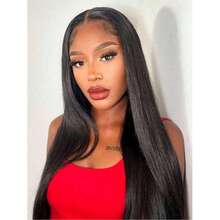 13x4 蕾丝前假发，200% 密度，预拔毛，无胶假发，直发，人发混纺，黑色蕾丝前假发，13x4、5x5、13x6 高清蕾丝前假发，自然蕾丝闭合假发，适合，26 英寸 - 自然色&黑色系 - 查看 8