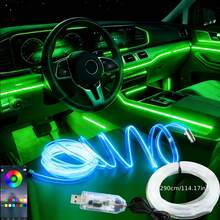 1 Set Of Car Ambient Lighting, 300cm/118inch Long Fiber Optic Cable, USB Interface, Mobile APP Music Rhythm Control, Car Interior LED Neon Light Accessories, Car LED Accessories, Gift. - 1 tow 1 car atmosphere light APP - 查看 3