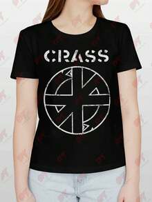 Crass Anarcho Punk Logo Womens T-Shirt - 黑色 - 查看 1
