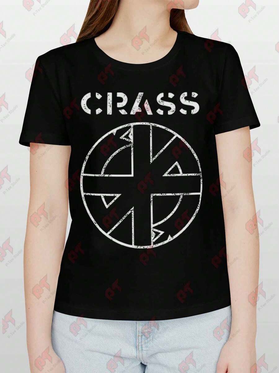 Crass Anarcho Punk Logo Womens T-Shirt - 黑色 - 查看 1