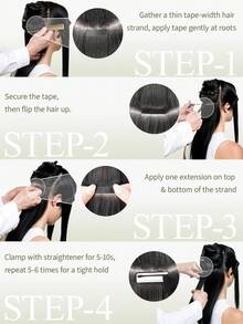 DNE HAIR 10片装100%真人发隐形无痕接发片，14-22英寸灰色直发，丝滑柔顺，发尾浓密，适合细软发质，沙龙及日常使用皆宜，适合所有女性和女孩。 - SGray - 查看 5