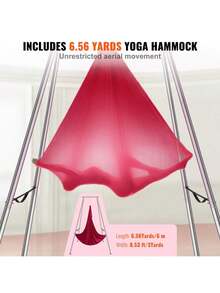 Aerial Yoga Frame & Yoga Hammock, 9.67 Ft Height Professional Yoga Swing Stand Comes With 6.6 Yards Aerial Hammock, Max 551.15 Lbs Load Capacity, Yoga Rig For Indoor Outdoor Aerial Yoga, Red - Red - View 4