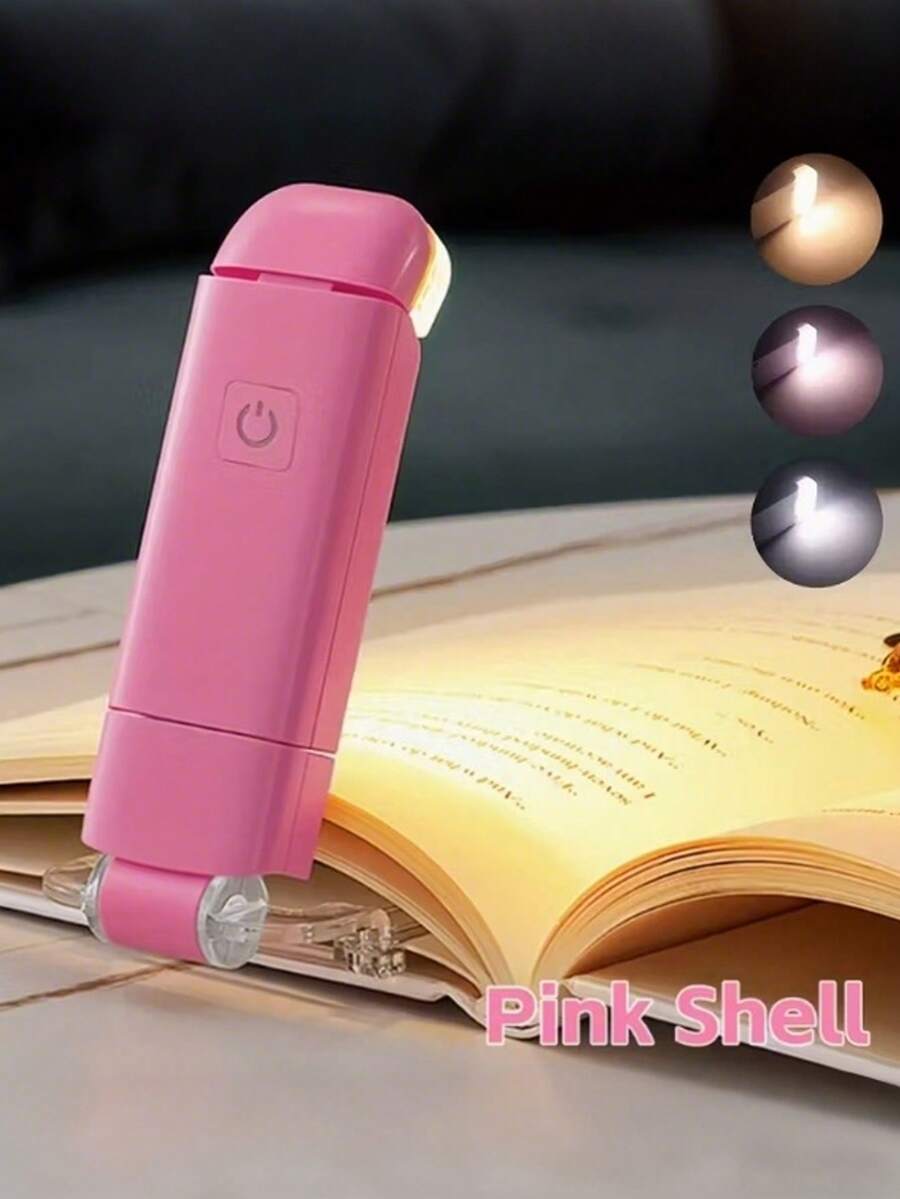 USB Rechargeable Foldable Reading Light, Eye-Caring Night Light For Reading, 3 Light Colors, Portable Book Clip Lamp, Bookmark Reading Light, Bedside Lamp - One Size Fits All - View 1