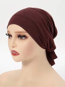 1pc Women's Solid Color Rhinestone Headband, Muslim Headscarf With Modacrylic Lining, Instant Hijab - Solid Color - View 17