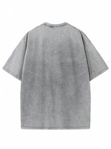 Creative And Versatile Shark Surfing Pattern, Men's Summer Round Neck Short Sleeves, Men's And Women's T-Shirts, 230G Wash Cotton High-Quality Cotton Double-Sided Printed T-Shirts, Suitable For Street Retro And Outdoor Sports And Leisure, Beach, Travel, Perfect Gift. - Grey - View 2