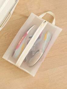 Túi đựng giày lưới thoáng khí có thể gấp gọn - Thiết kế trong suốt, túi đựng giày dung tích lớn bằng polyester, phù hợp cho phòng tập thể dục, du lịch, bãi biển và đựng mỹ phẩm/đồ dùng vệ sinh cá nhân - Màu be/đen, túi đựng giày có dây rút, túi che giày chống bụi di động dành cho nam và nữ, đồ dùng cần thiết khi đi du lịch, đồ dùng cần thiết khi đi nghỉ mát. - Nhiều màu - Xem 4