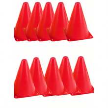 10pcs Children Football Training Standard School Traffic Cone Obstacle Marker Bucket, Multi-Cone Bucket Sports Equipment, Training Aids For Footwork, Agility, Speed, Red - Orange - View 24