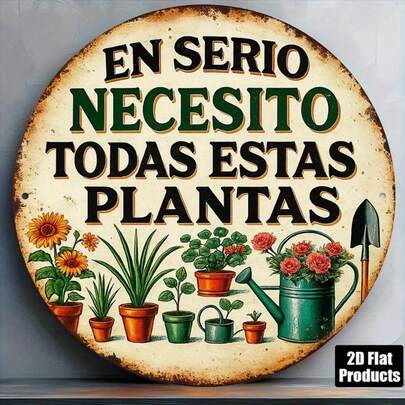 8"X8" Vintage Style Sign With Phrase "Do I Really Need All These Plants?", Suitable For Decorating Living Room, Balcony, Patio, Garden, Cafe, Restaurant And Office, Random Spanish Hole Positions
