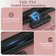 YSTYLE Set Of 4 Hardside Suitcases (12, 20, 24, 28inch), With Scratch- And Impact-Resistant ABS Shell And Spacious Design: The Ideal Travel Companion. - Rose Gold - View 6