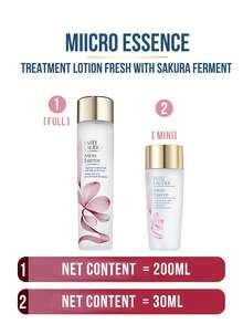 Estée Lauder 30/200ml Loción hidratante de microesencia fermentada de Sakura, que contiene talla grande de 12 esencias fermentadas de Sakura probióticas, aumenta la hidratación de la piel en un 71%, hidratación durante 24 horas, enfriamiento y calmante en 1 minuto, calma el enrojecimiento, repara la piel dañada, apta para piel grasa - Microesencia de flor de cerezo de Estée Lauder - Ver 4