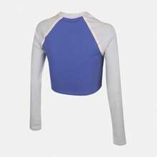 Nike Women's AS W NSW STREET LS BODY BOLD C Long Sleeve T-Shirt, Knit Collarless Long TIF0339-460 - Navy Blue - View 2