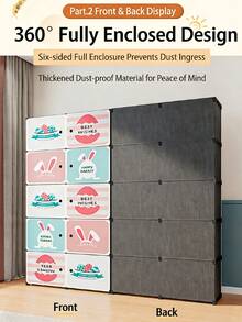 3-Tier 6-Door / 4-Tier 8-Door Foldable Double-Door Storage Cabinet – Modern Minimalist Multi-Scene Organizer For Bedroom, Living Room, Clothes, Toys & Snacks, Modern Minimalist Foldable Double-Door Storage Cabinet – Multi-Scene Organizer For Bedroom, Living Room, Clothes, Toys & Snacks - 4層白色收納雙排8門(32*11*48 in ) - 查看 7