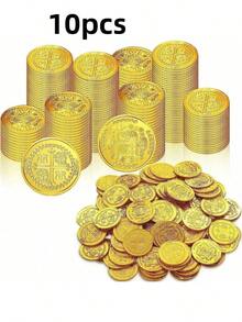 50 件塑料海盗硬币寻宝假金币派对礼品海盗冒险主题派对用品，圣诞礼物 - 彩色 - 查看 13