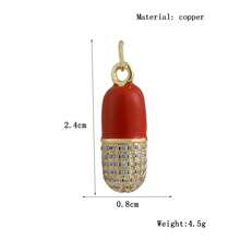 1件铜质微镶嵌锆石创意药丸吊坠，可DIY手链、项链、耳环、手机链、包包挂饰，手工饰品 - 彩色 - 查看 13