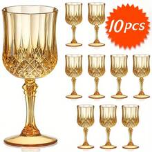 1/3pcs 8oz Gold Patterned Champagne Flutes, Durable Unbreakable Reusable Stemware, Suitable For Events, Parties, Restaurants, Weddings, Anniversaries, Holidays - Multicolor - View 3