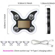 New Solar Powered Butterfly Atmosphere Light, Wireless LED Decorative Light, Triangle Rear Window Car Interior Atmosphere Light. Solar Powered Neon LED Light, Suitable For Car Rear Window, Wireless Atmosphere Decoration, Popular Solar Powered LED Window Butterfly Atmosphere Light, Solar Powered Car Interior Neon USB Decorative Light, 3.7V+300mAh Lithium Battery. New Solar Powered LED Atmosphere Light, Car Interior Decoration, Neon Decorative Light - A - View 12