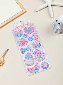 2026 New Cute Cartoon 3D Shaking Stickers, Glitter Stickers (1 Sheet) | Phone Case Stickers, Diary Stickers, Mermaid Theme Stickers, DIY Decorative Crafts, DIY Glitter Stickers, DIY Phone Case Stickers, DIY Notebook Stickers, DIY Craft Stickers - Multicolor - View 5
